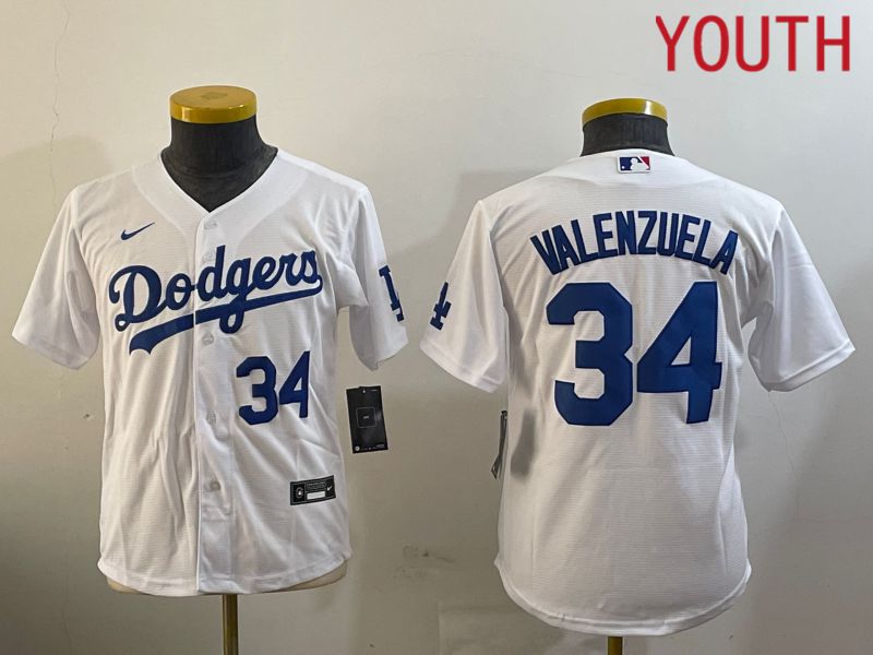 Youth Los Angeles Dodgers #34 Valenzuela White Game 2024 Nike MLB Jersey style 10293->youth mlb jersey->Youth Jersey